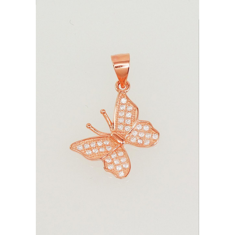 Sidabrinis pakabukas 2301650(PAu-R)_CZ, Sidabras 925°, raudonas auksas (padengti), Cirkonai