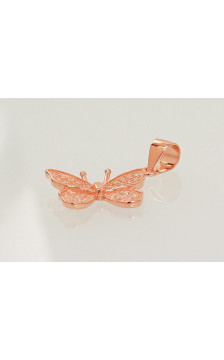 Sidabrinis pakabukas 2301650(PAu-R)_CZ, Sidabras 925°, raudonas auksas (padengti), Cirkonai