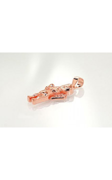 Sidabrinis pakabukas 2301737(PAu-R)_CZ, Sidabras 925°, raudonas auksas (padengti), Cirkonai