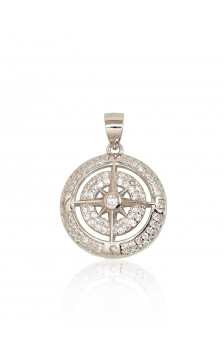 Sidabrinis pakabukas 2301768(PRh-Gr)_CZ, Sidabras 925°, rodis (padengti), Cirkonai