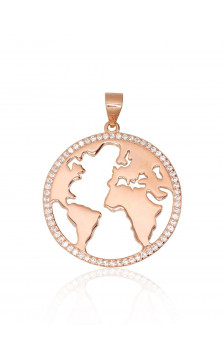 Sidabrinis pakabukas 2301769(PAu-R)_CZ, Sidabras 925°, raudonas auksas (padengti), Cirkonai