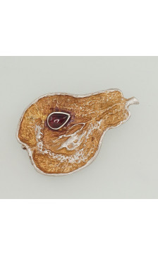 Sidabrinė sagė 2920088(Matt+POx-MattY)_GR-2, Sidabras 925°, oksidas (padengti), Granatas