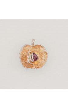 Sidabrinė sagė 2920139(Matt+POx-MattY)_GR-2, Sidabras 925°, oksidas (padengti), Granatas