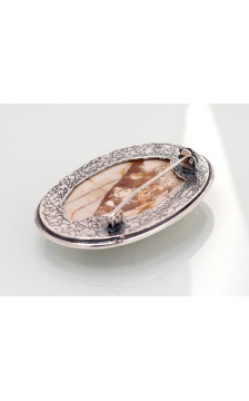 Sidabrinė sagė 2920208(POx-Bk)_JA-Y, Sidabras 925°, oksidas (padengti), Jaspis