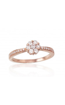 Auksinis žiedas 1100204(Au-R)_DI, Raudonas Auksas 585°, Briliantai