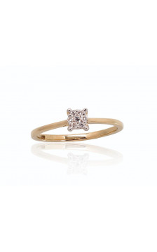 Auksinis žiedas 1100288(Au-Y+PRh-W)_DI, Geltonas Auksas 585°, rodis (padengti) , Briliantai