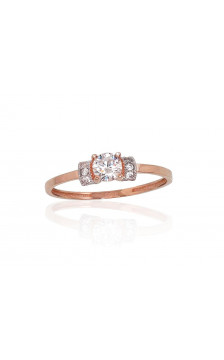 Auksinis žiedas 1100889(Au-R+PRh-W)_CZ, Raudonas Auksas 585°, rodis (padengti) , Cirkonai