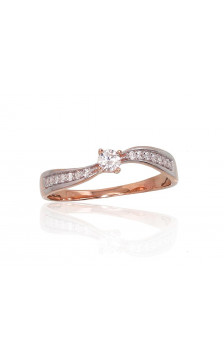 Auksinis žiedas 1100891(Au-R+PRh-W)_CZ, Raudonas Auksas 585°, rodis (padengti) , Cirkonai