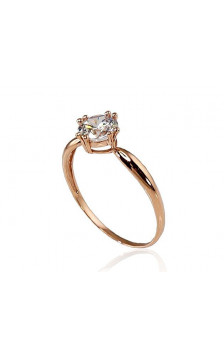 Auksinis žiedas 1100242(Au-R)_CZ, Raudonas Auksas 585°, Cirkonai